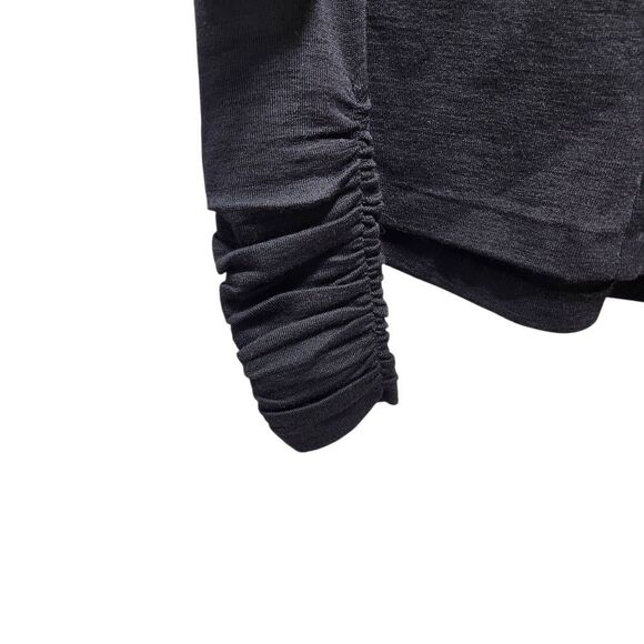 Vintage Andrea Jovine wool blouse black mesh yoke, ruched sleeves small - Picture 3 of 6